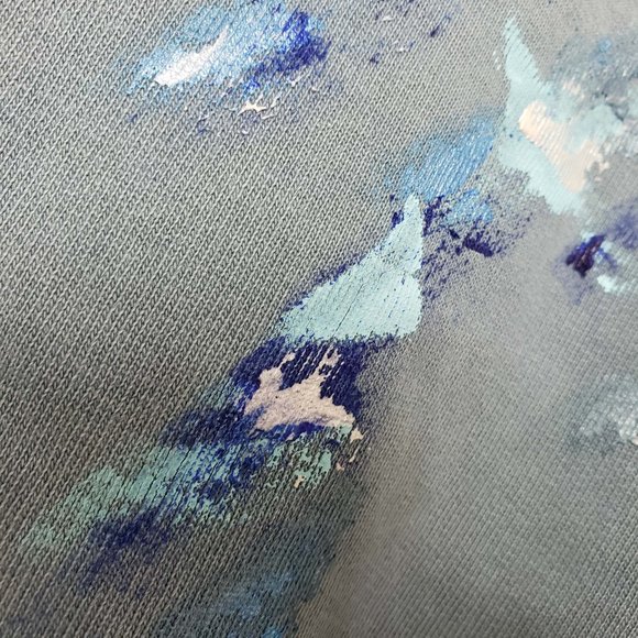 Sunset Coast Women's Slate Blue Waves Button Down Distressed Cardigan Sweater - Picture 7 of 9